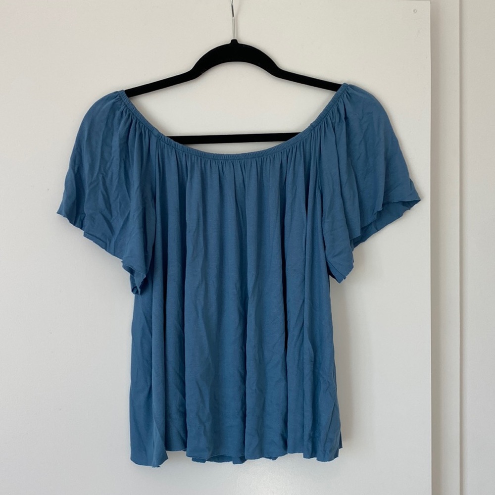 Nordstrom BP, S, light blue off the shoulder top